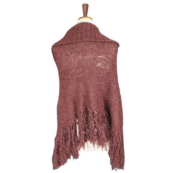 Brown Y2k Knit Button Detail Poncho - One Size - Picture 4 of 5